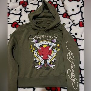 Ed Hardy Graphic Olive Hoodie